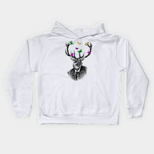 decorative deer portrait Kids Hoodie